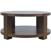 Brownstone 40" Round Block Frame Coffee Table with Wheels in Chocolate Brown